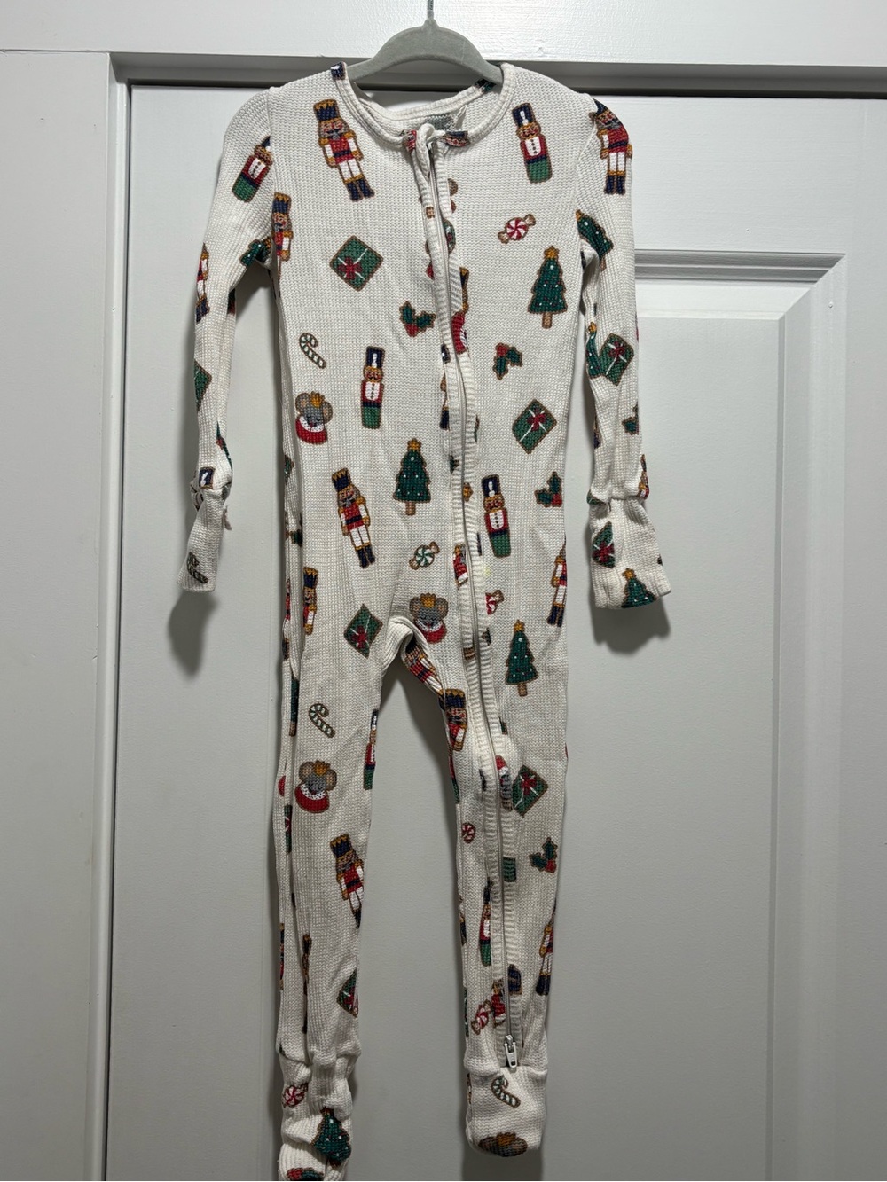 Angel Dear Cream Nutcracker & Holiday Print Footie Pajama